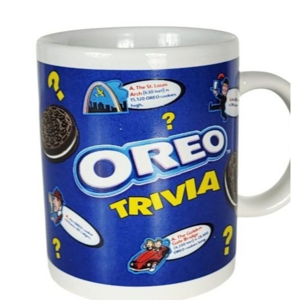 Vintage 80s Nabisco Oreo Cookies Trivia Collectors Ceramic Coffee Tea Mug Cup